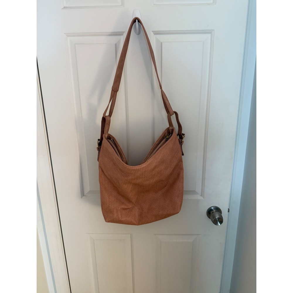 Anthropologie Woven Hobo Bag Blush Pink Vegan Leather Large Shoulder Bag